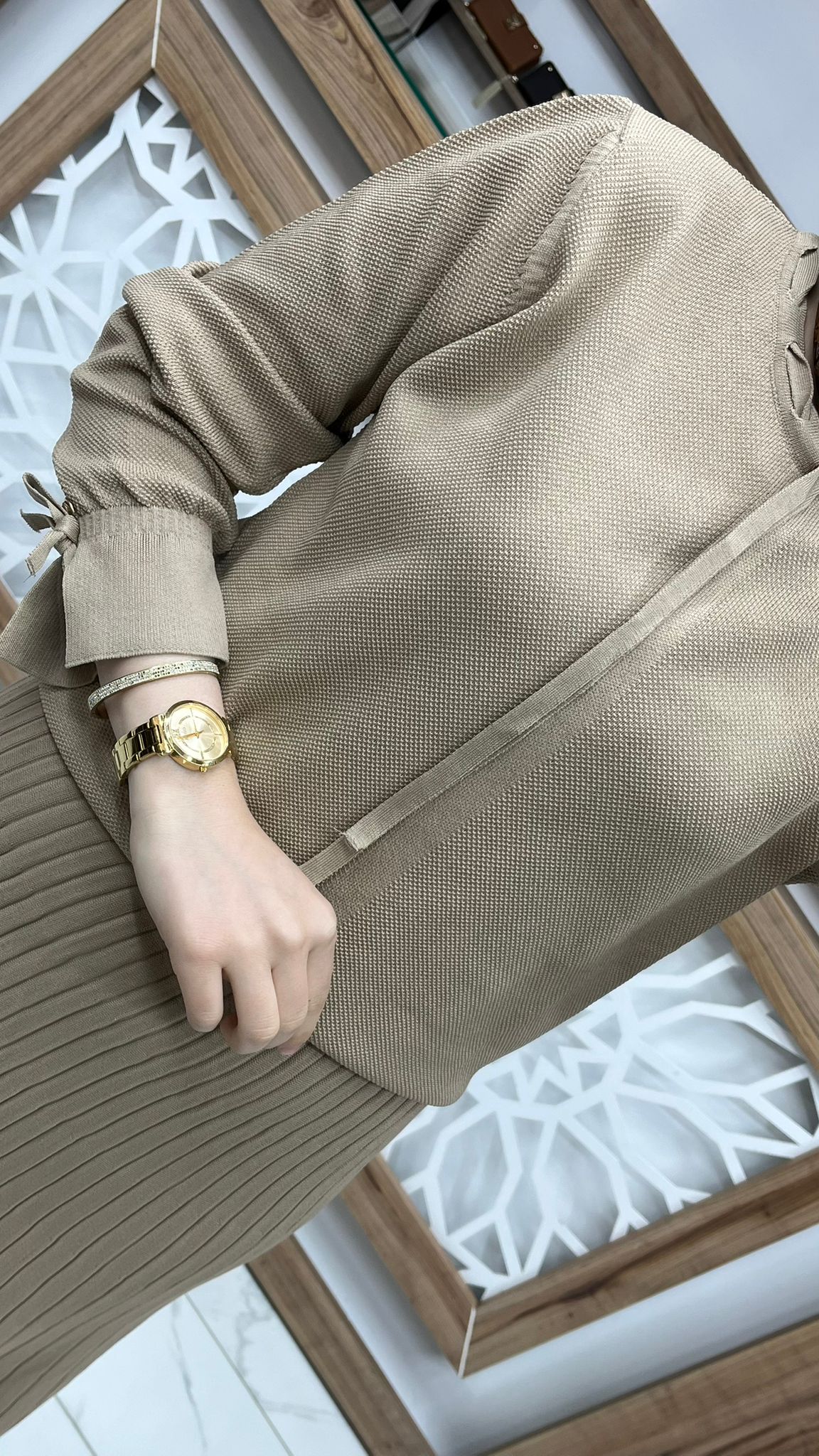 Merserize Triko Kol Büzgülü Etekli İkili Takım armn 25KTD6108