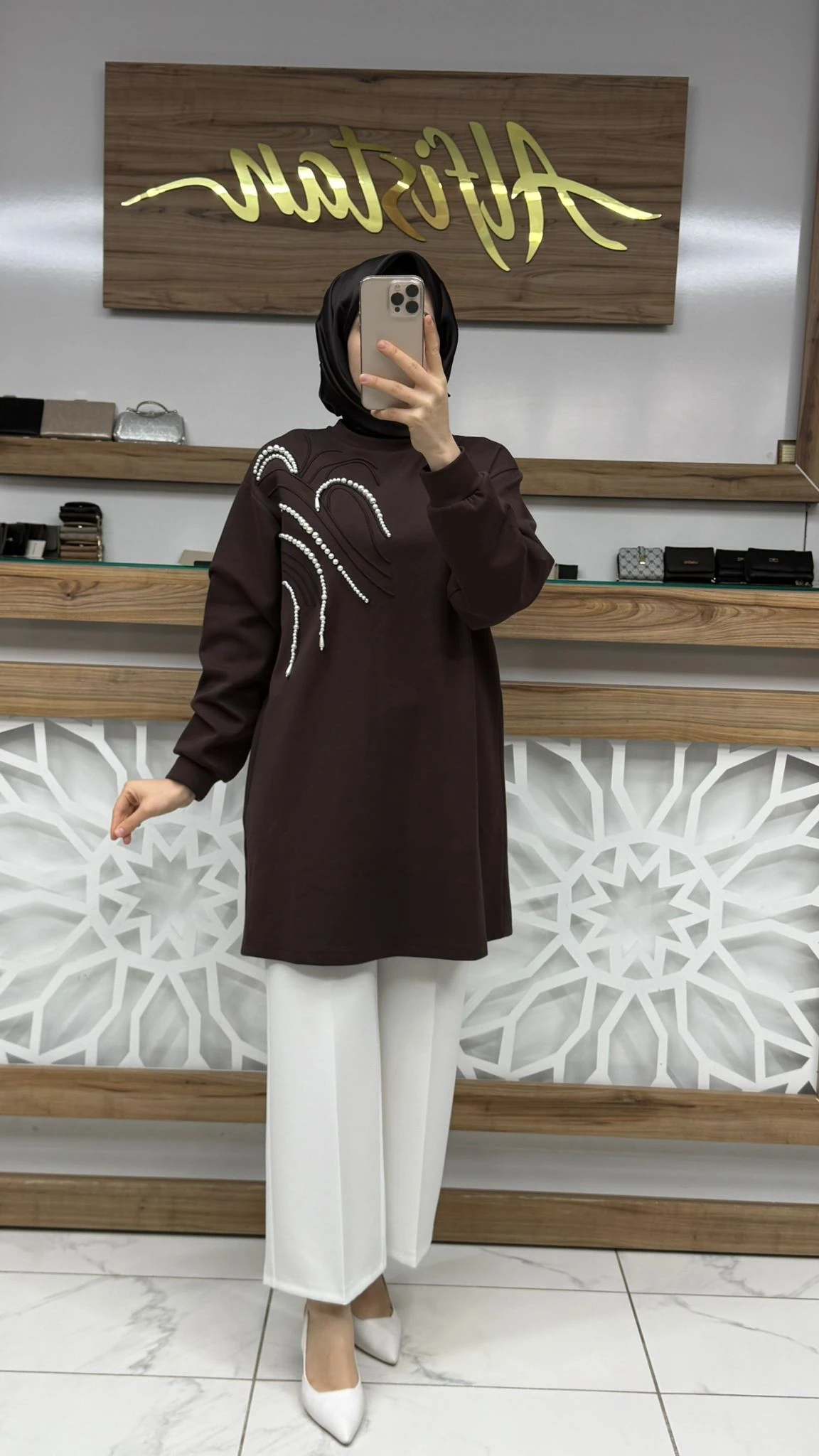 Önü İnci Taş İşlemeli Tunik lvdr 1012