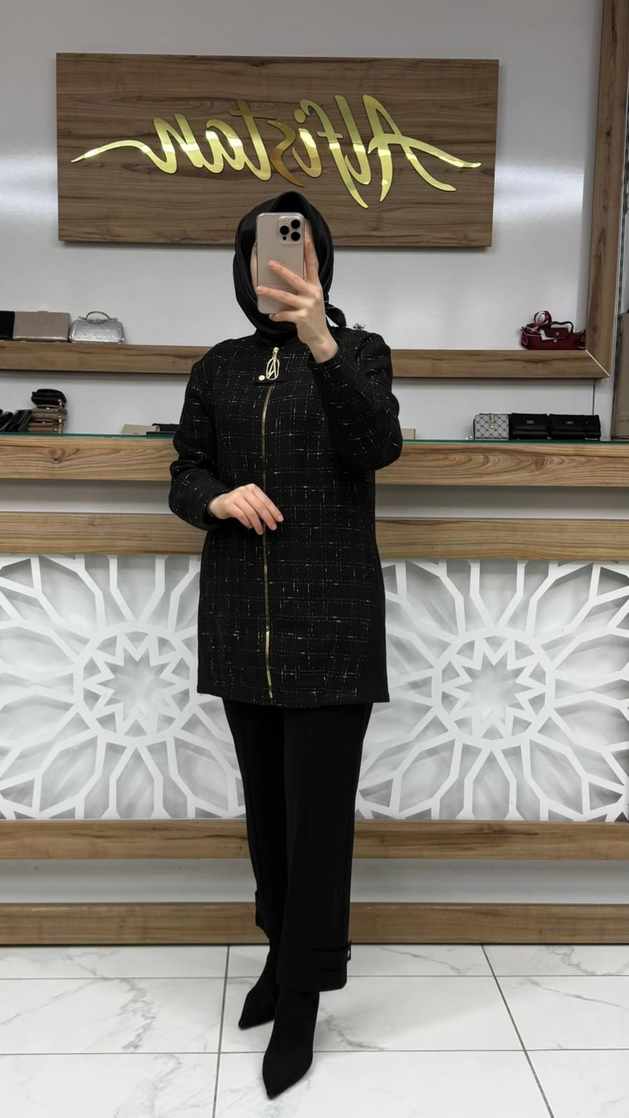 Boydan Fermuarlı Astarlı Pantolonlu İkili Takım armn 25KT612