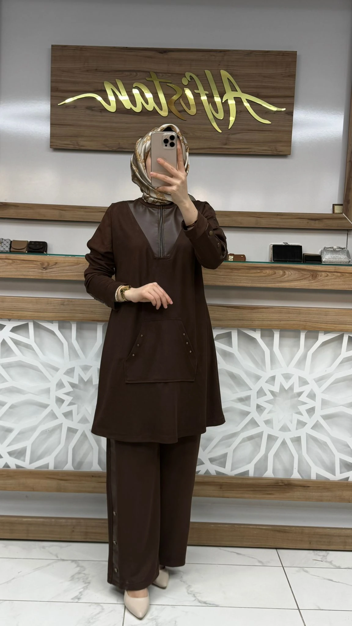 Deri ve Cep Detaylı Kadın İkili Takım çnrö 2228