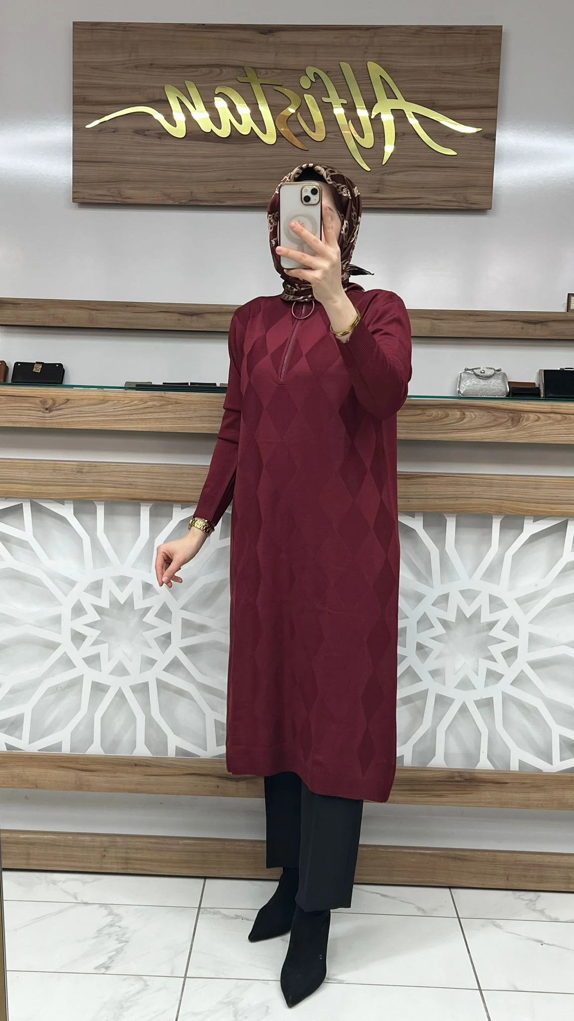 Baklava Desenli Merserize Tunik armn 25KTD4112