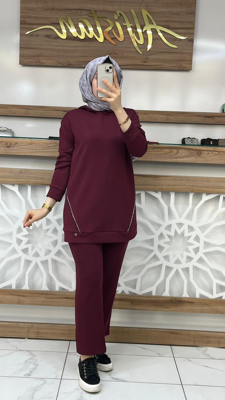 Armine Trend Simbiye Detaylı Modal İkili Takım 25KT603 - Bordo