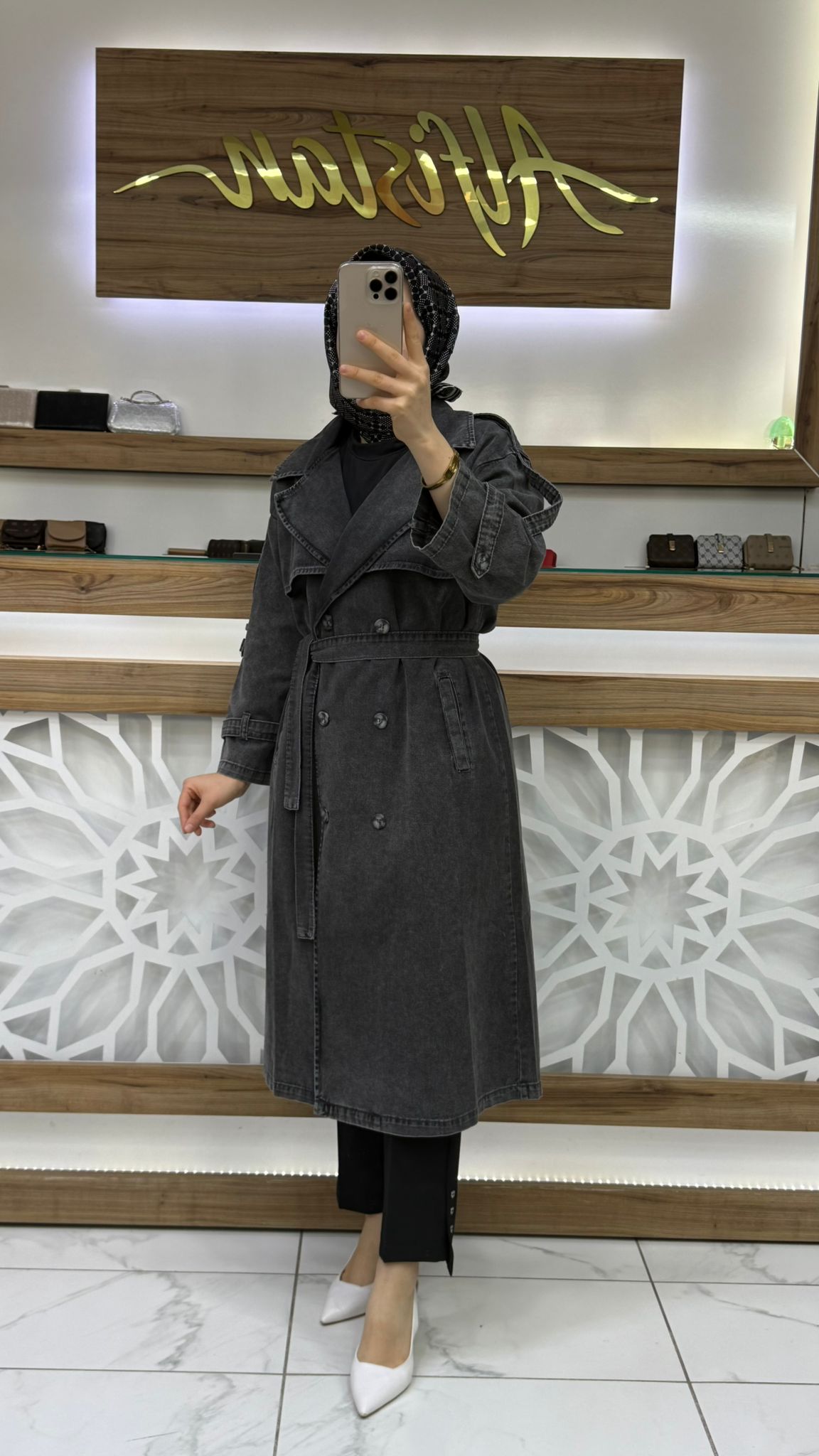 Denim Kot Kadın Tesettür Trenç mgzn 7407