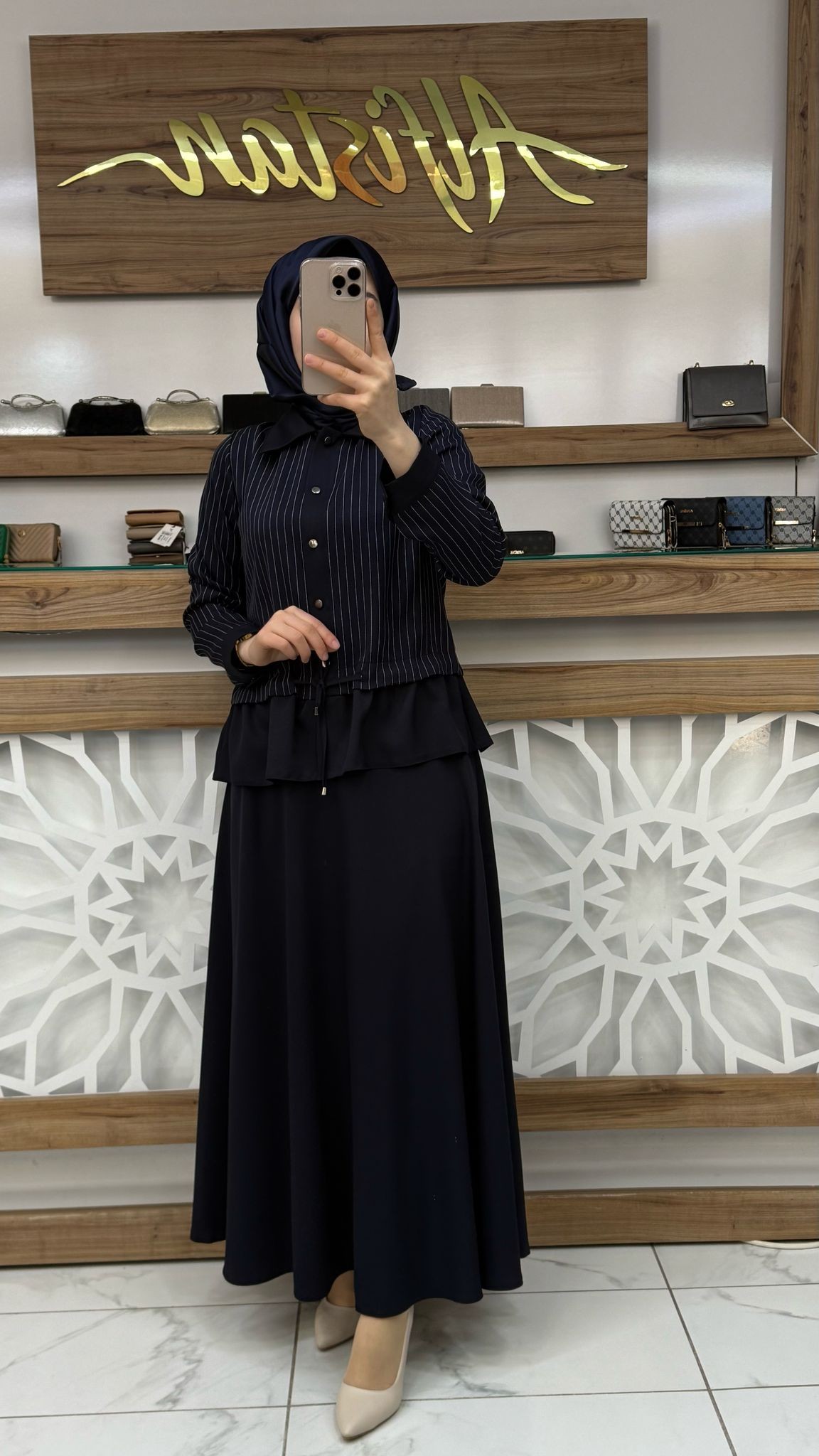 Çizgili Etekli İkili Takım qntn 6106