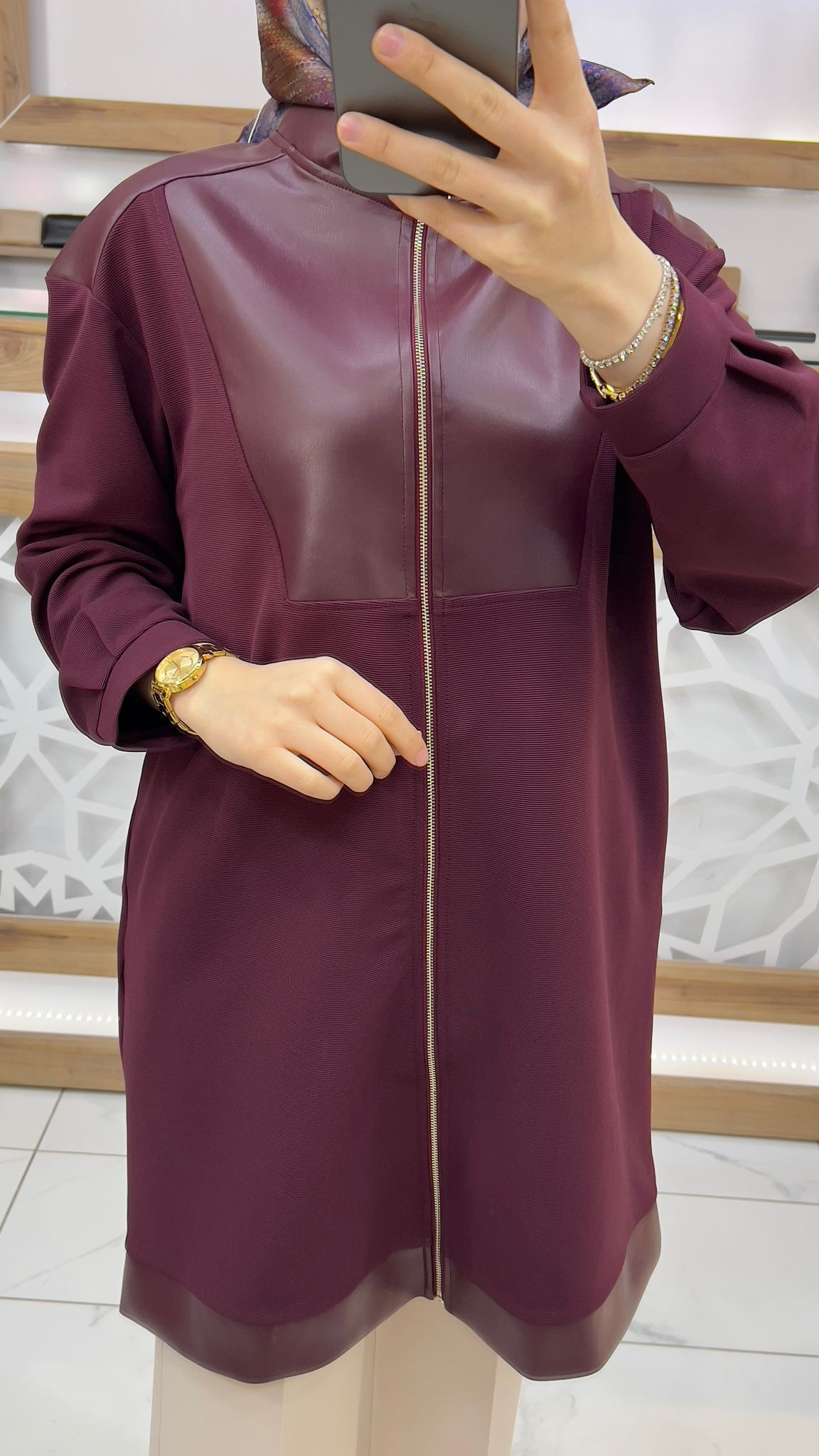 Fermuarlı Tunik (ceket) BORDO armn 24KT452