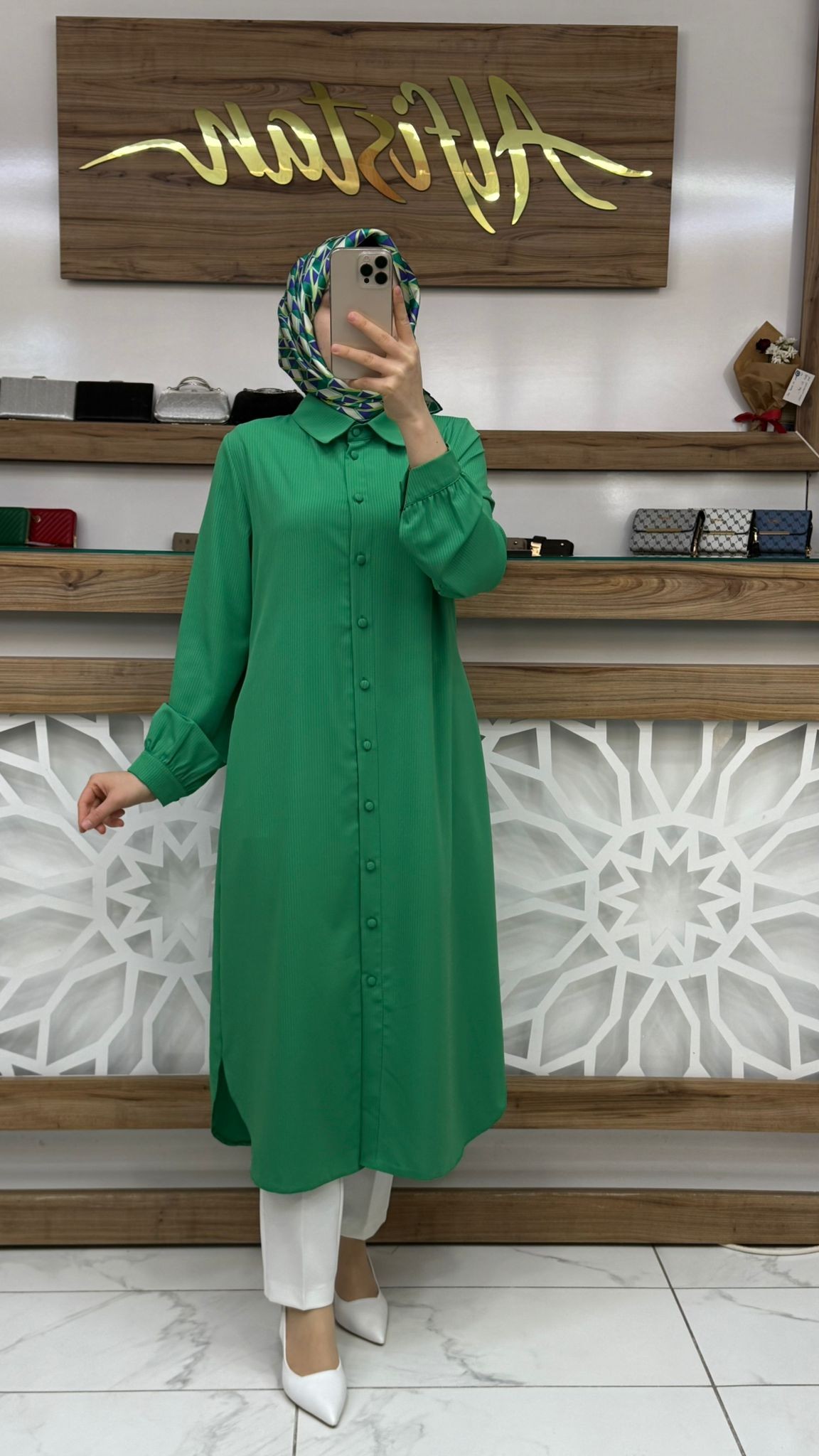  Çizgili Kadın Tesettür Taşlı Tunik SİYAH qtn 2971