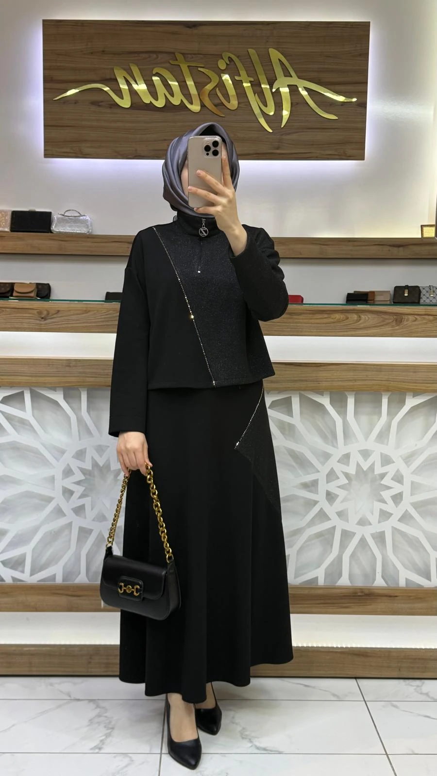 Dik Yaka Renk Bloklu İkili Takım ZÜHRE TK-1180