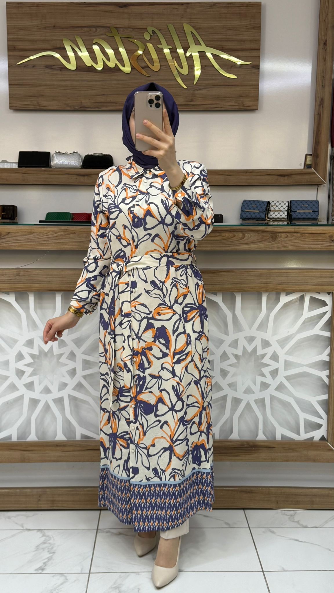 Desenli Uzun Tesettür Tunik armn 25YT421