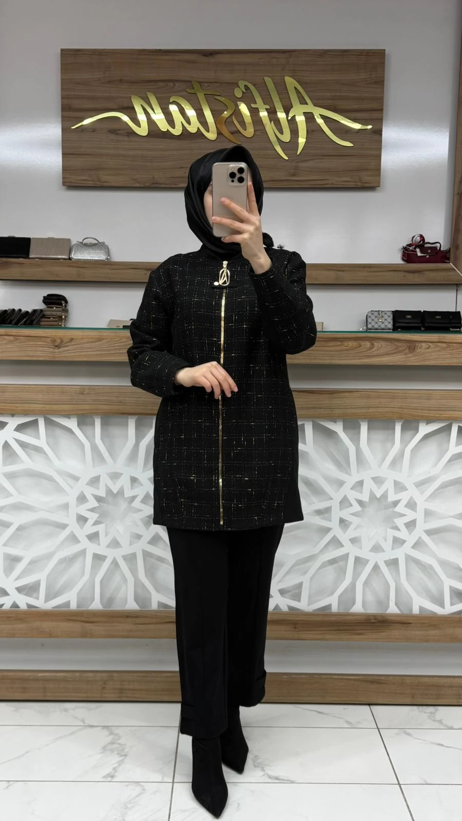 Boydan Fermuarlı Astarlı Pantolonlu İkili Takım armn 25KT612