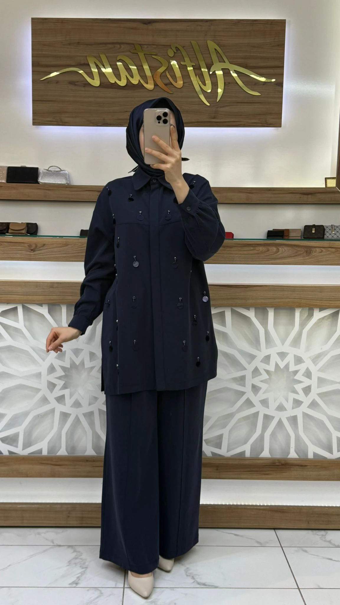 Pul ve Taş Detaylı Tensel Pantolonlu İkili Takım nuss 26K1131