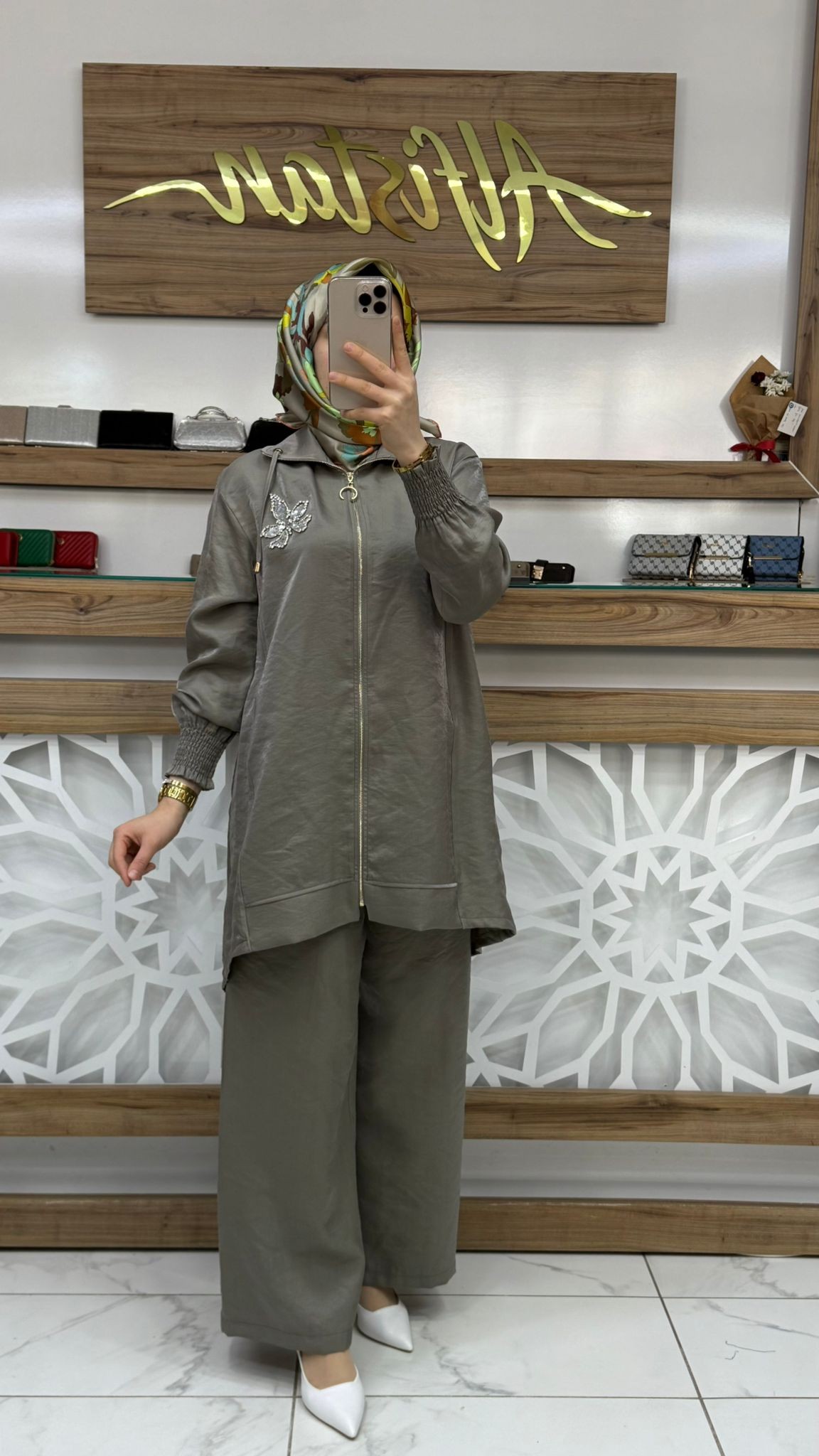  Çiçek İşlemeli Pantolonlu İkili Takım esse 2173