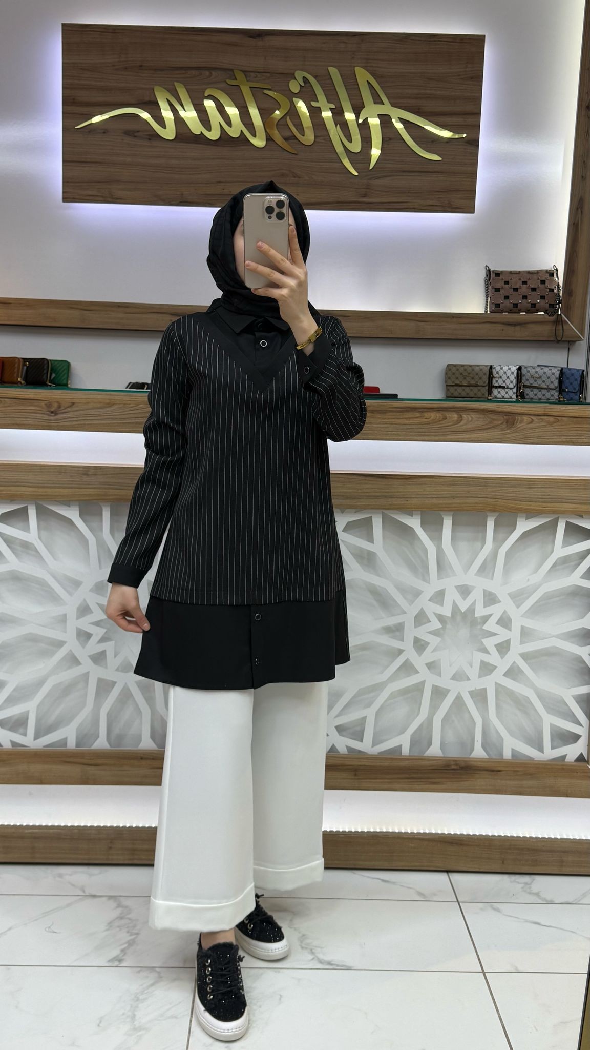 Qetenn Çizgili Garnili  Tunik 2927
