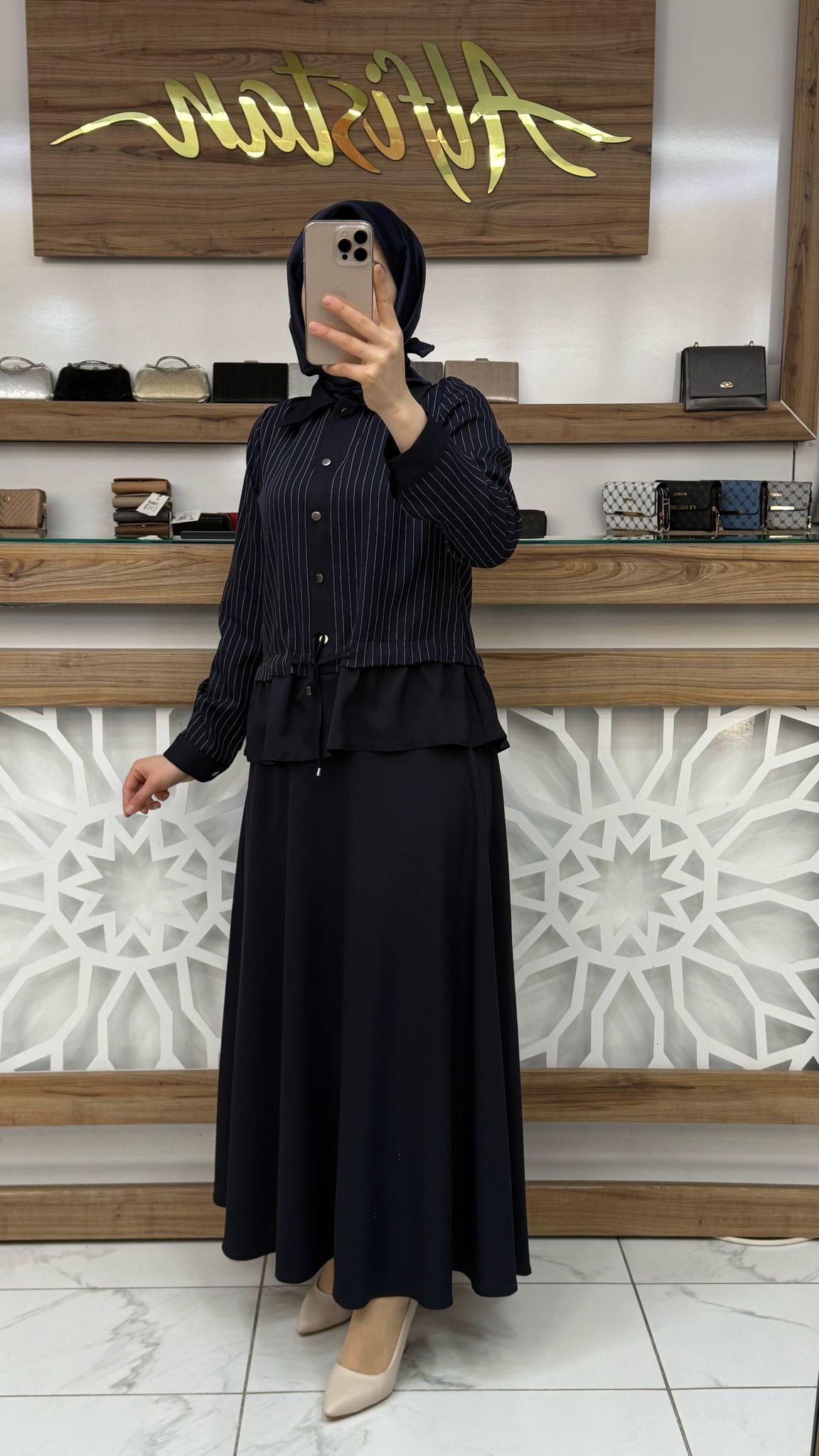 Çizgili Etekli İkili Takım qntn 6106