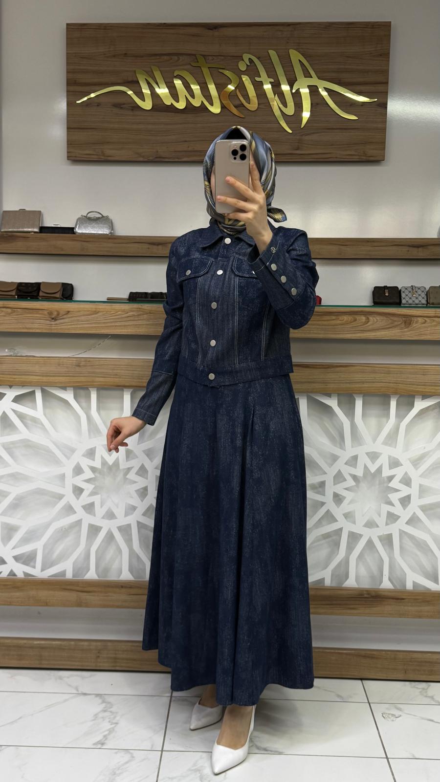 Gömlek Yaka Düğmeli Ceket Etek  İkili Takım TK-1705