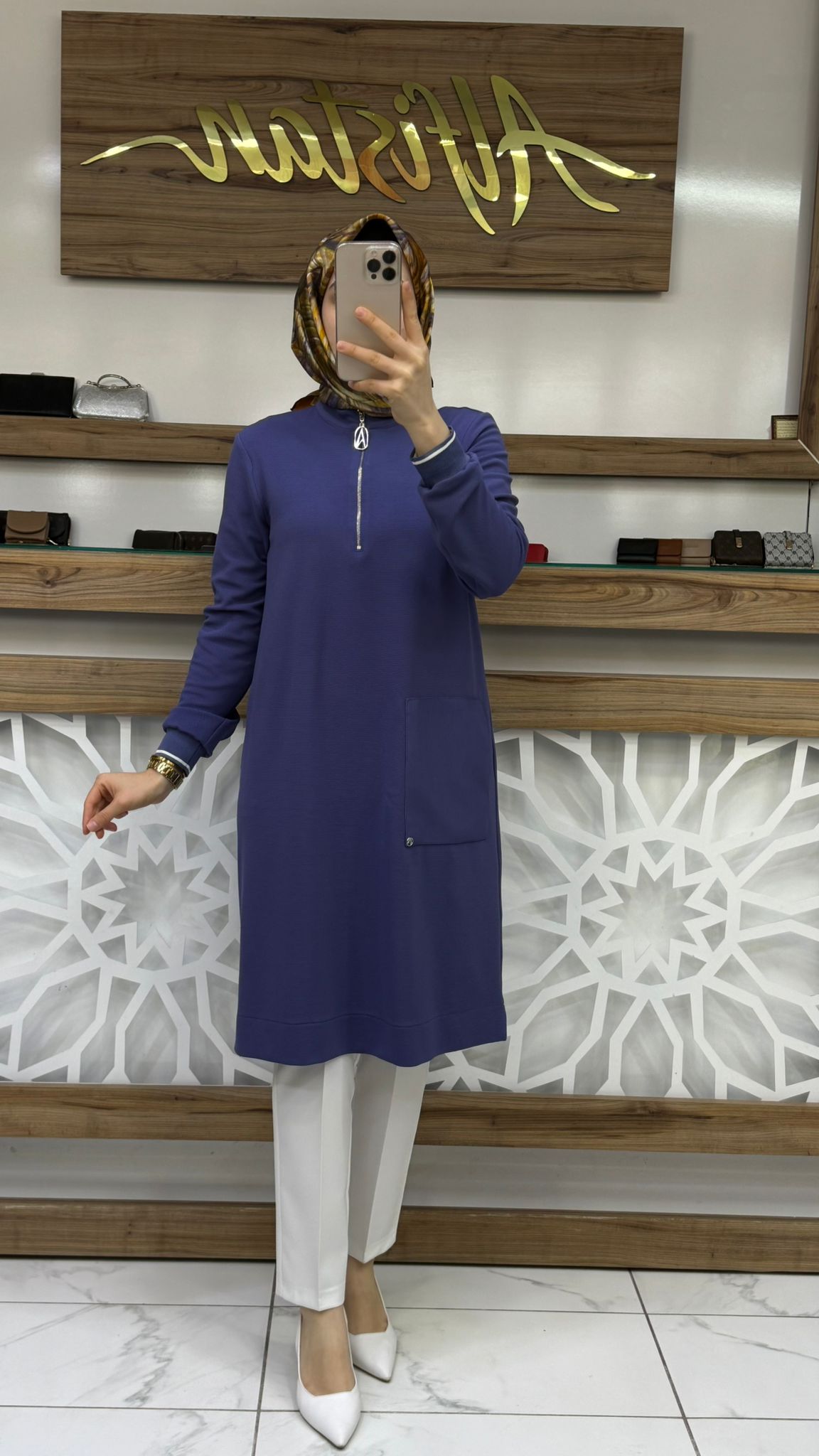 Ribana Detaylı Tunik armn 25KT443 - indigo