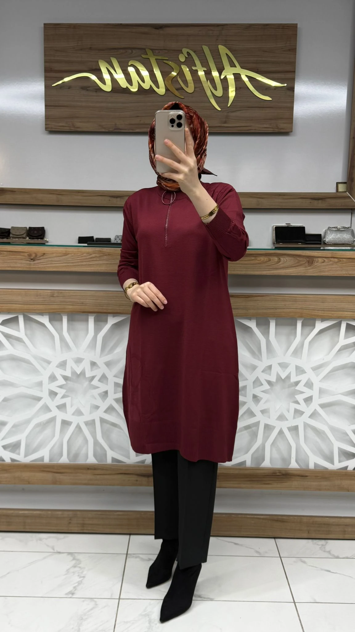 Çiçek Desenli Merserize Tunik armn 25YTD4111