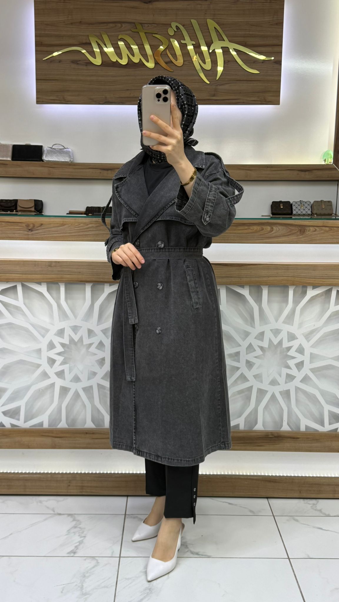 Denim Kot Kadın Tesettür Trenç mgzn 7407