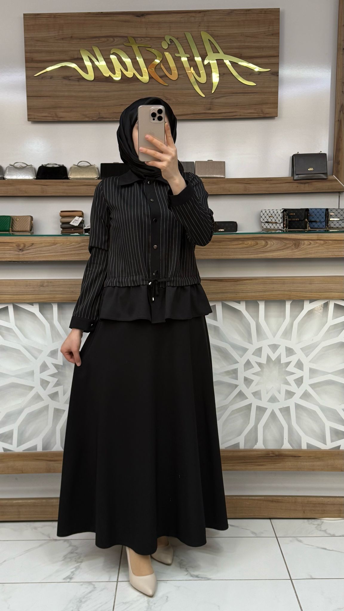 Çizgili Etekli İkili Takım qntn 6106