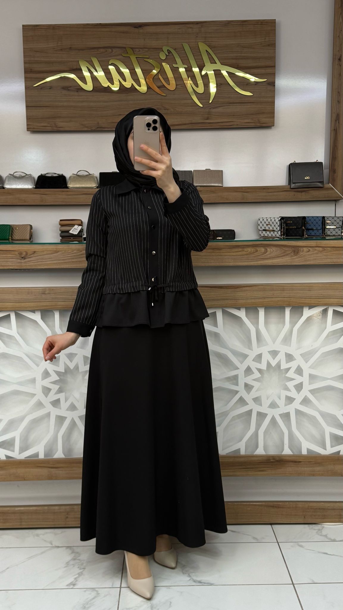 Çizgili Etekli İkili Takım qntn 6106