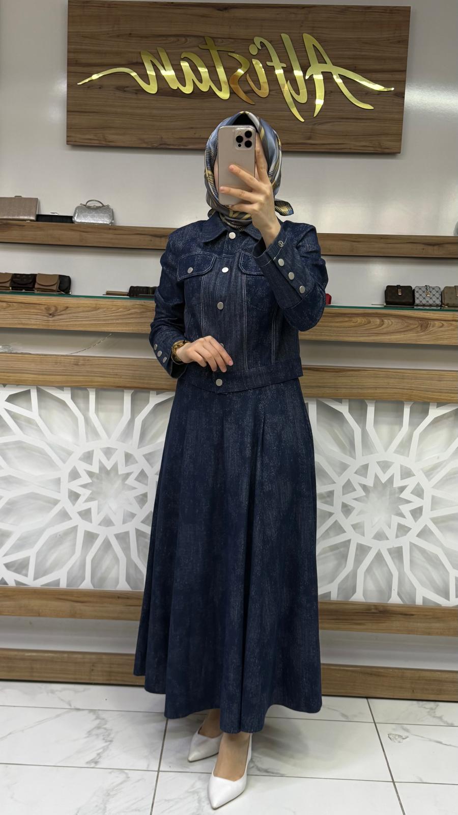 Gömlek Yaka Düğmeli Ceket Etek  İkili Takım TK-1705