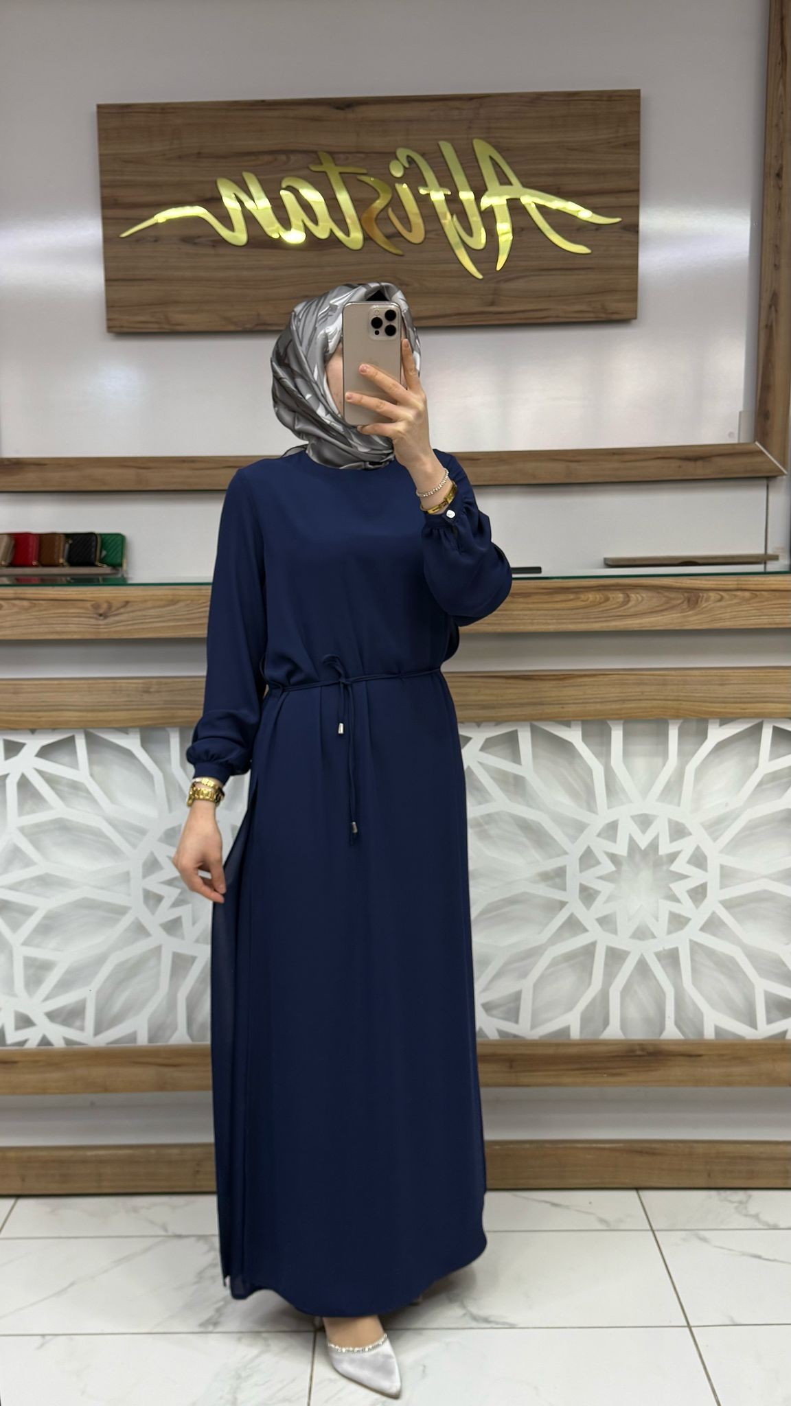 Kolları Lastikli Astarlı Elbise  armn 25YT927  