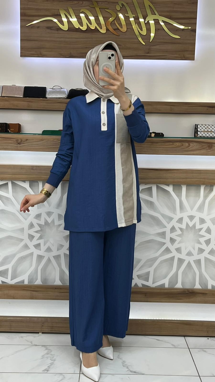 ARMİNE TREND RENK ŞERİTLİ İKİLİ TAKIM 25YT6130 - indigo
