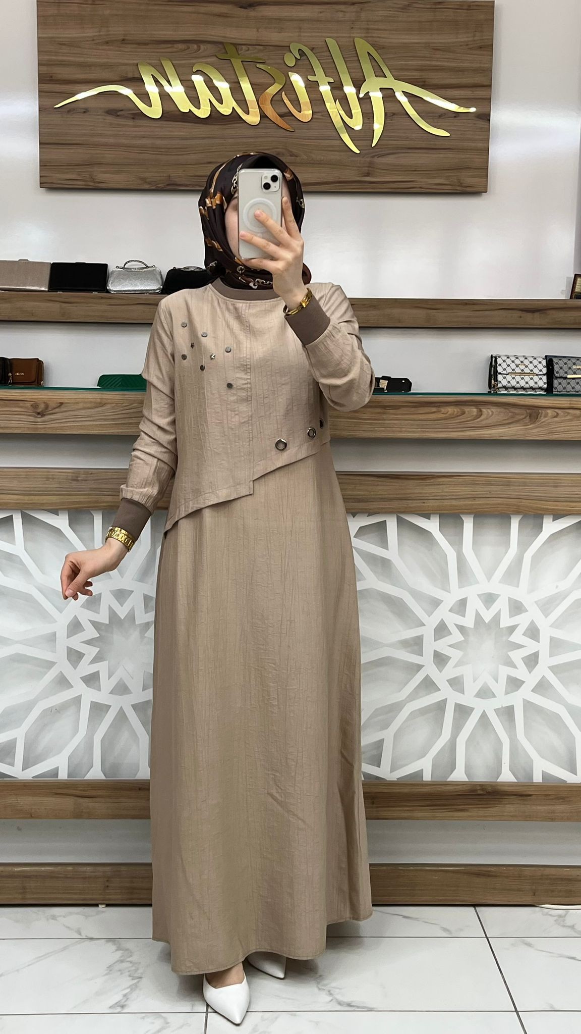 Kuş Gözü Detaylı  Elbise çnrö 2117