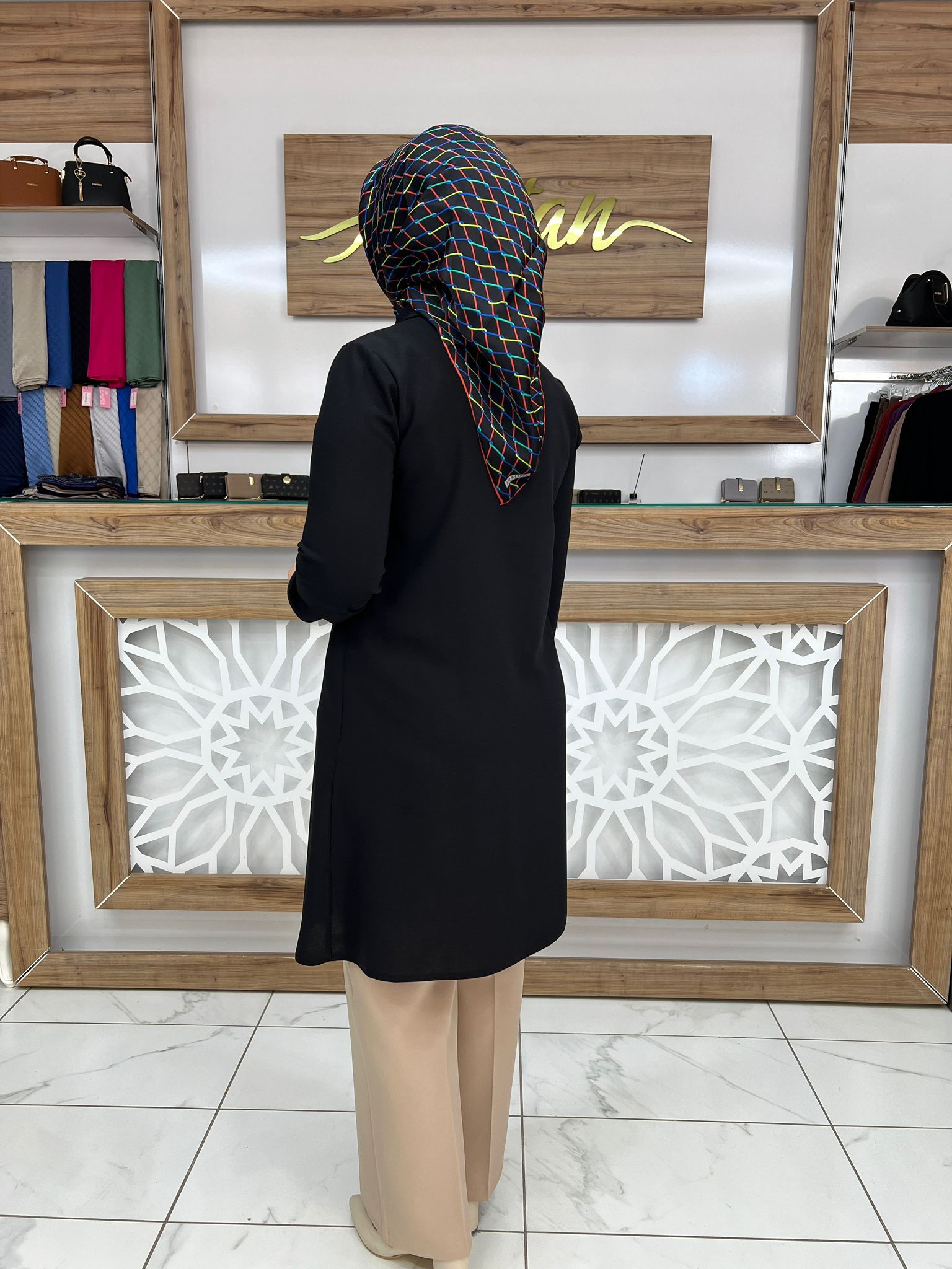 Blazer Düğmeli Kadın Tesettür Tunik SİYAH hya 1330