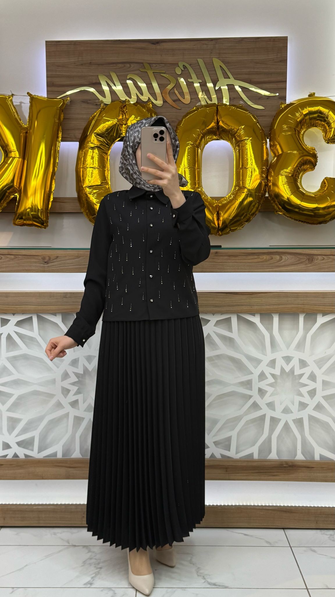 Taş Detaylı Pilise Etekli Takım dms 1015
