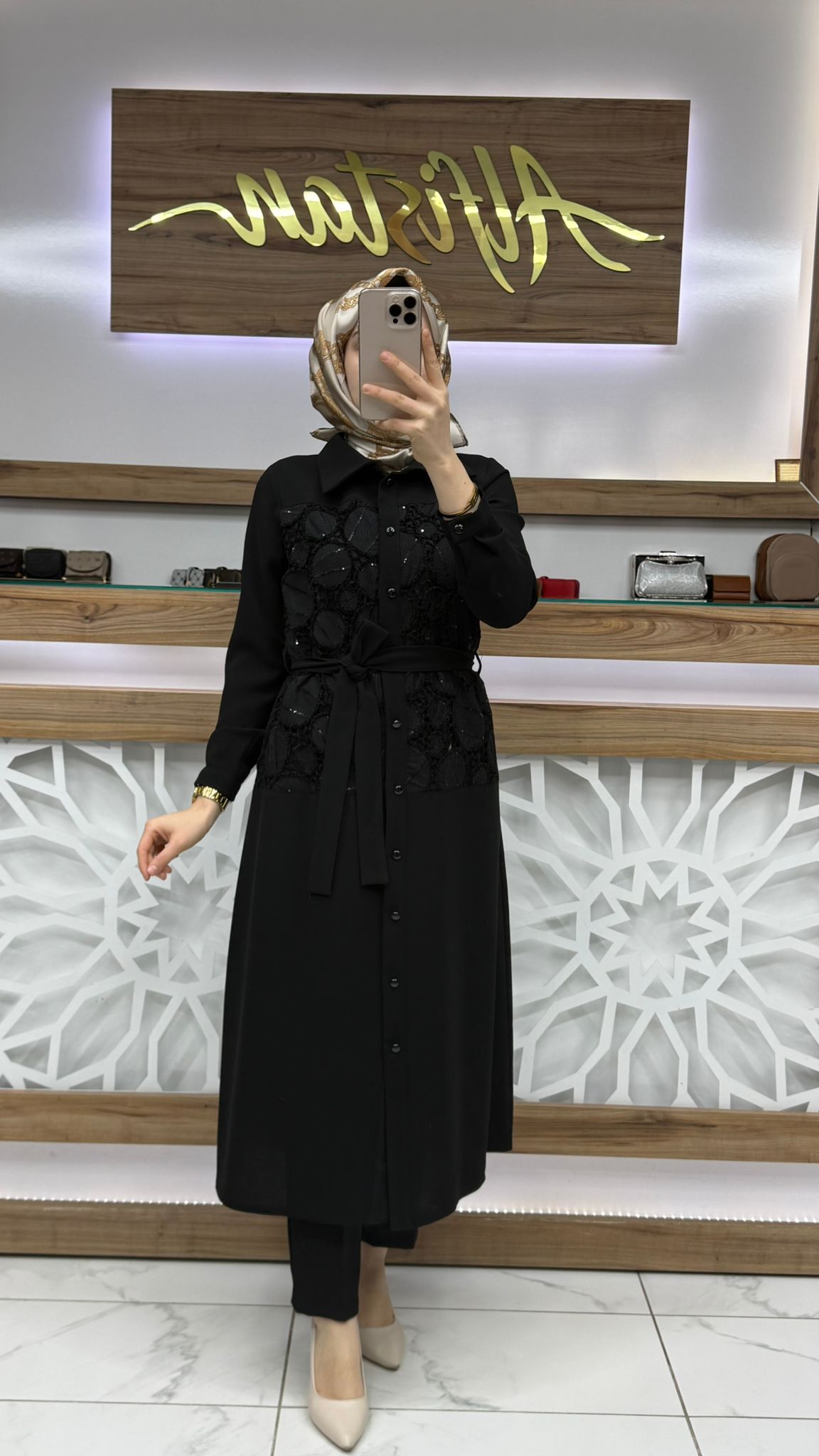 Güpürlü Giy çık Tunik SİYAH haya A1665