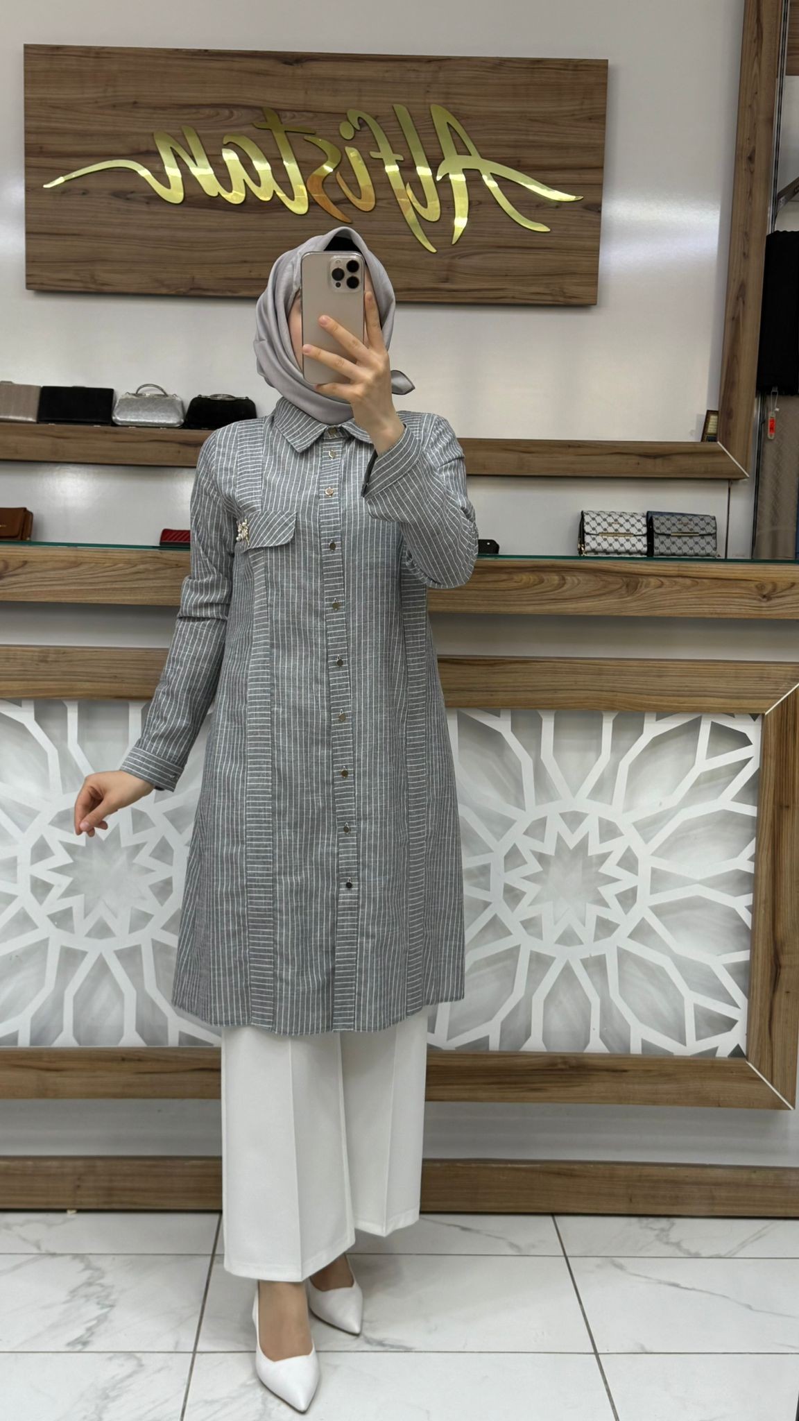 Qetenn ÇİZGİLİ CEBİ TAŞLI TUNİK 2954