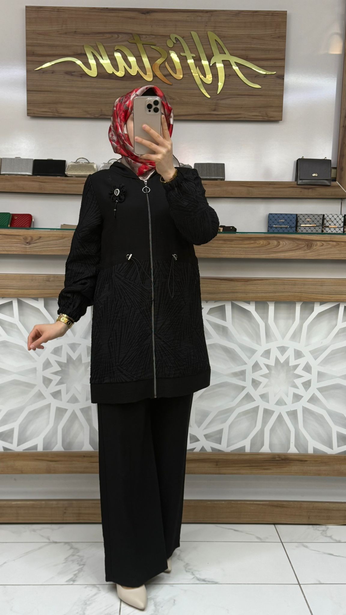 Bronşlu Pantolonlu Kadın İkili Takım dms 1008 - SİYAH