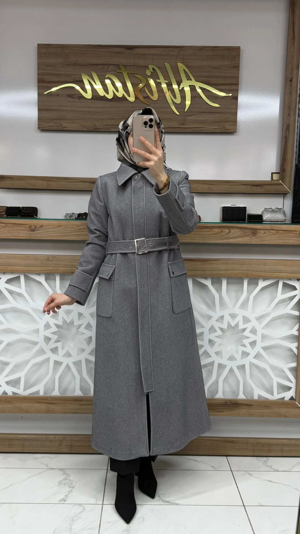 Kapüşonlu Kemer Detaylı Kaşe Kaban ZÜHRE 13925