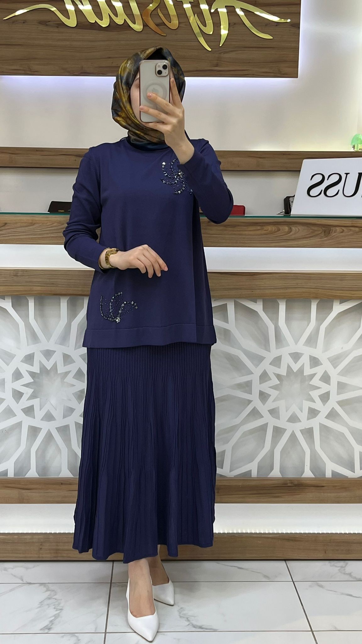Taş İşlemeli Merserize Takım nuss 26K1352