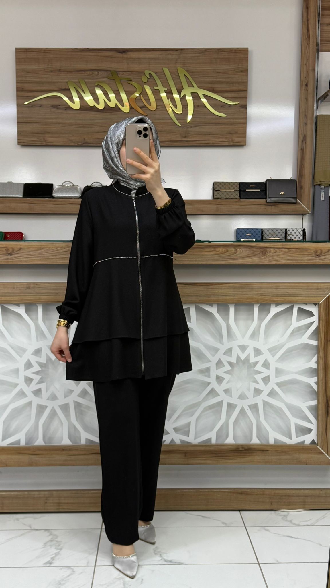 Simli Taşlı Pantolonlu Kadın İkili Takım qntn 6126