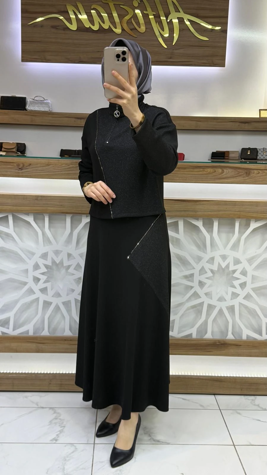 Dik Yaka Renk Bloklu İkili Takım ZÜHRE TK-1180