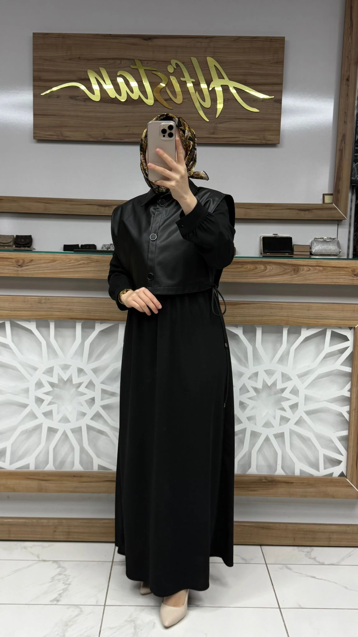 Deri Detaylı  Elbise çnrö 2255 - siyah