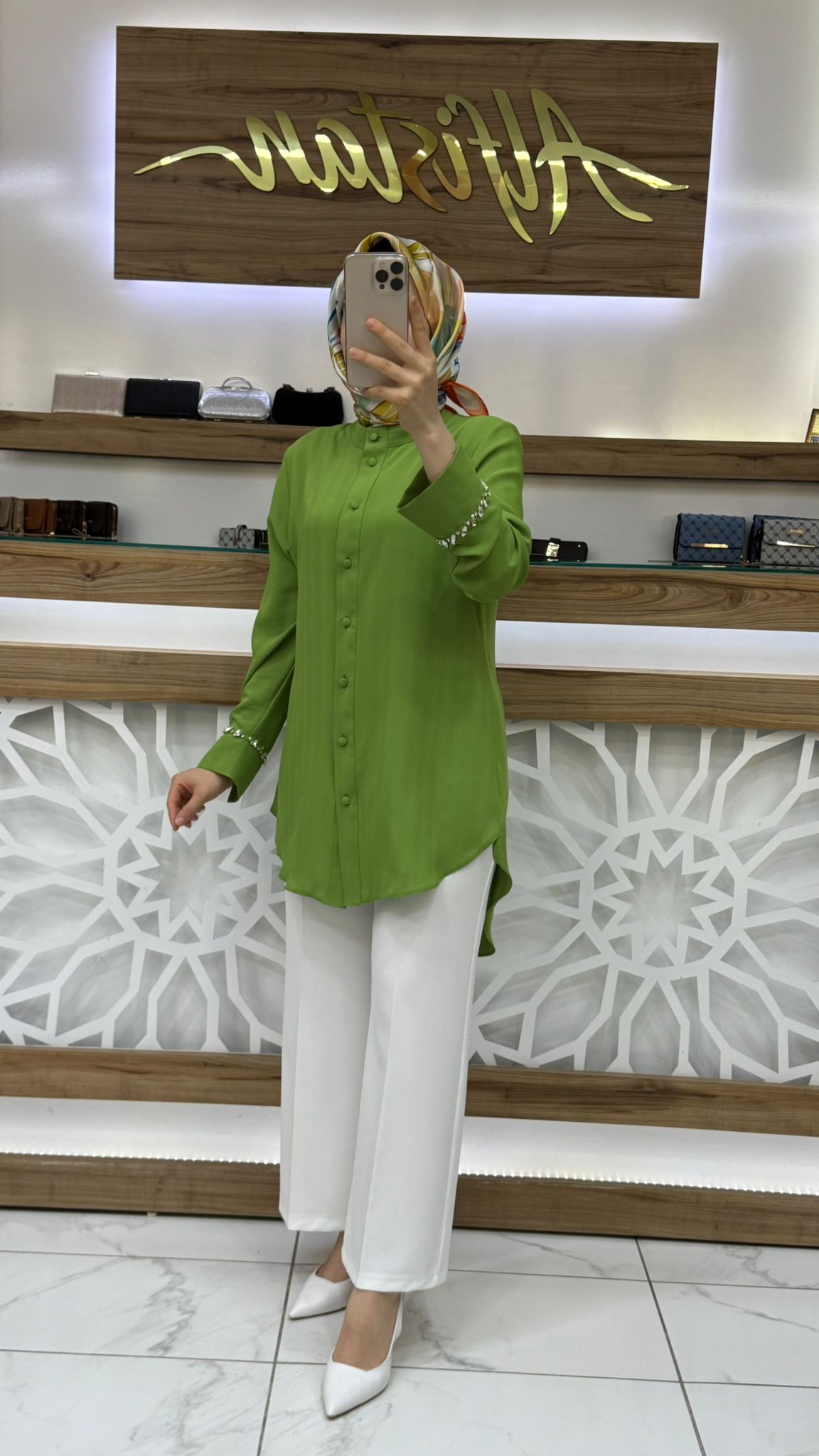 Qetenn Kolu Taşlı Tunik 2953