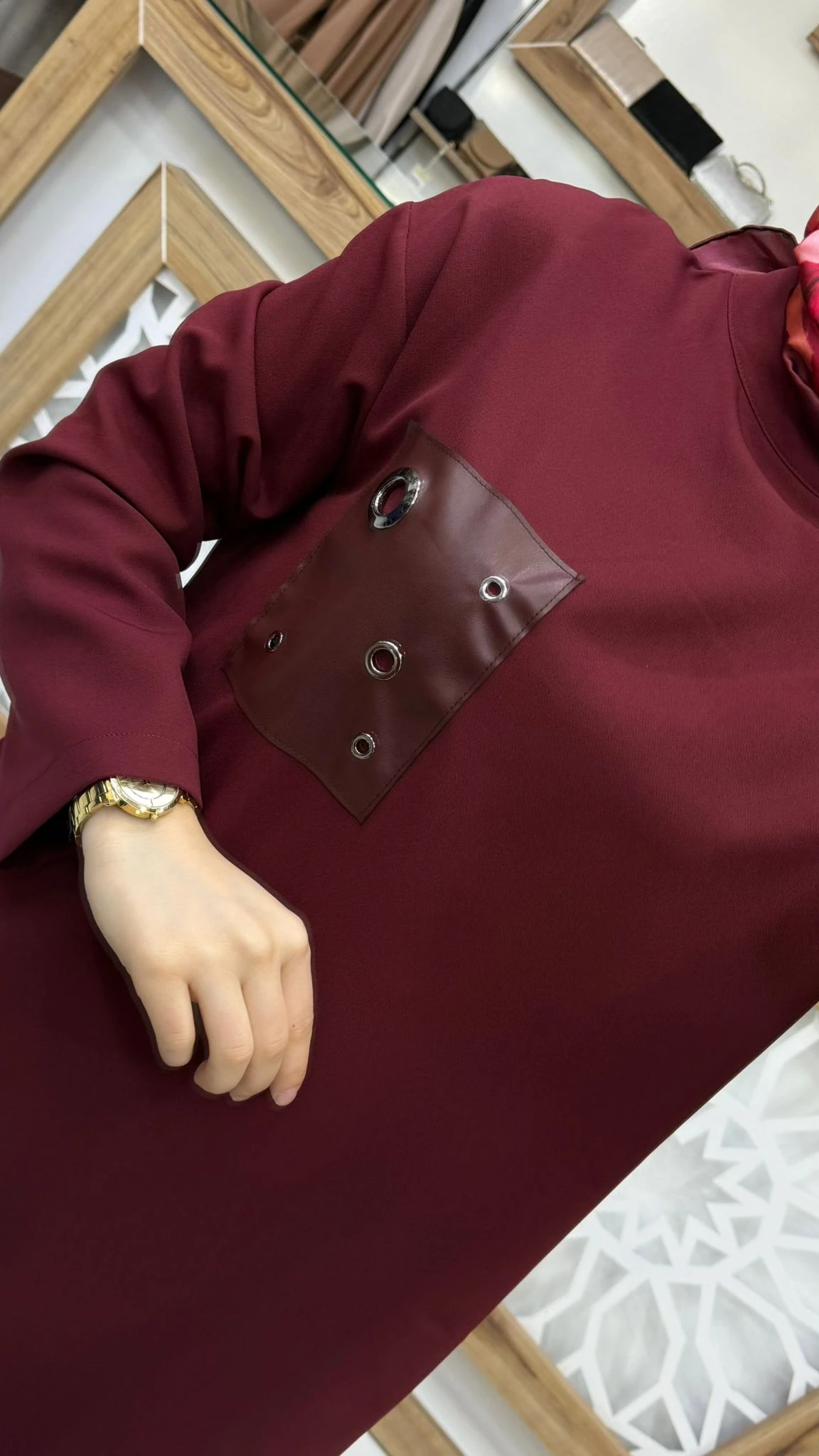 Deri Ve Kuş Gözü Detaylı Tunik armn 25KT438