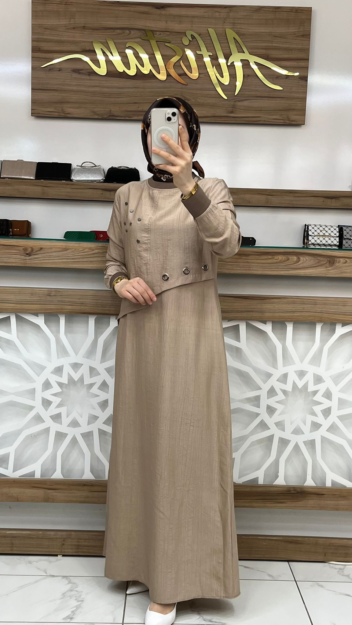 Kuş Gözü Detaylı  Elbise çnrö 2117