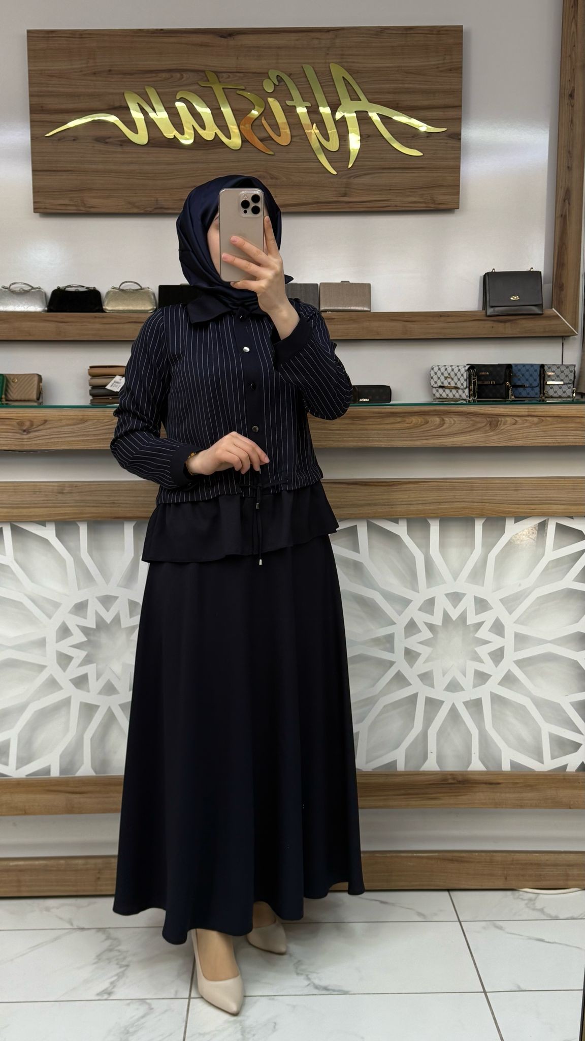Çizgili Etekli İkili Takım qntn 6106