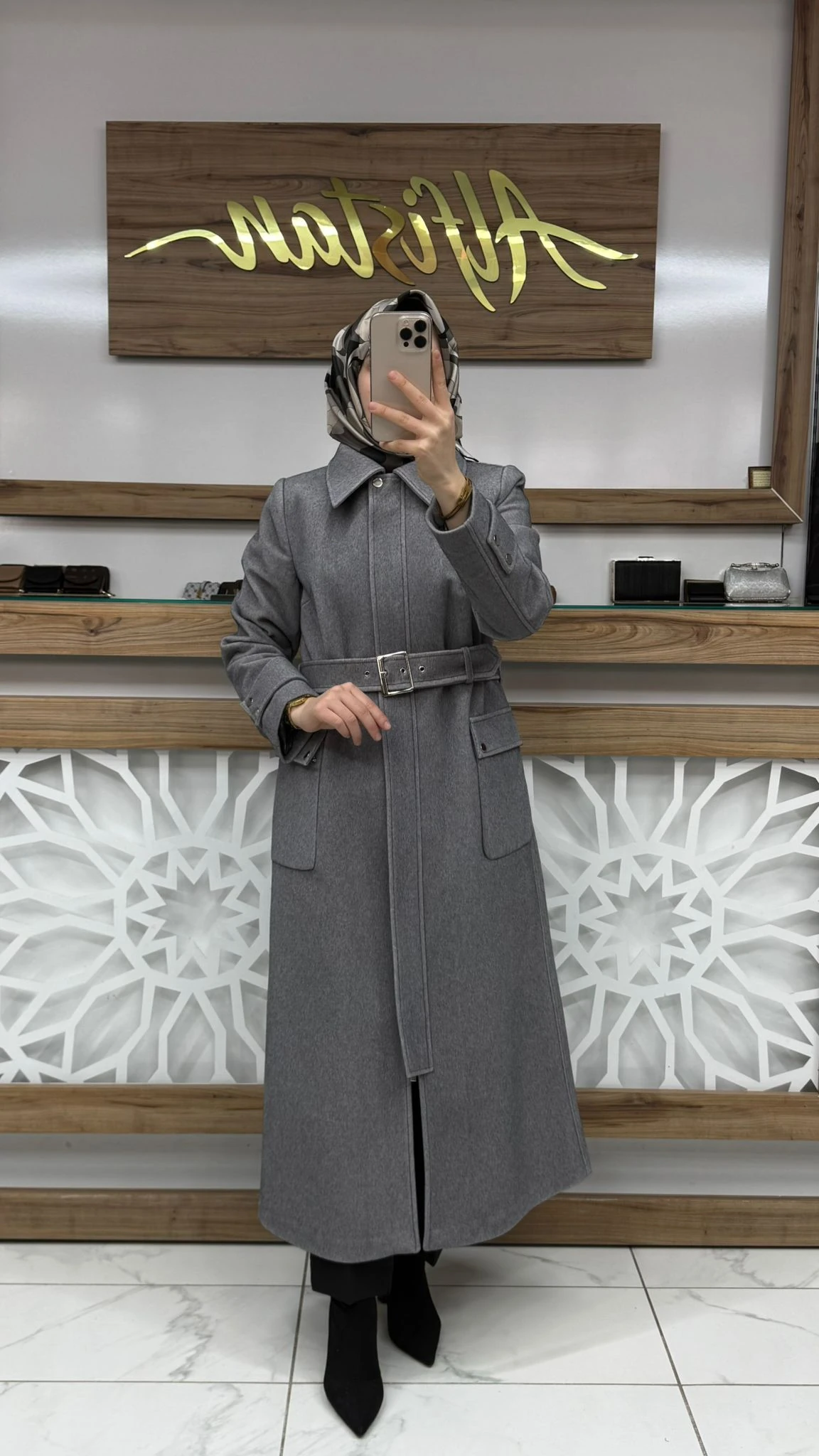 Kapüşonlu Kemer Detaylı Kaşe Kaban ZÜHRE 13925