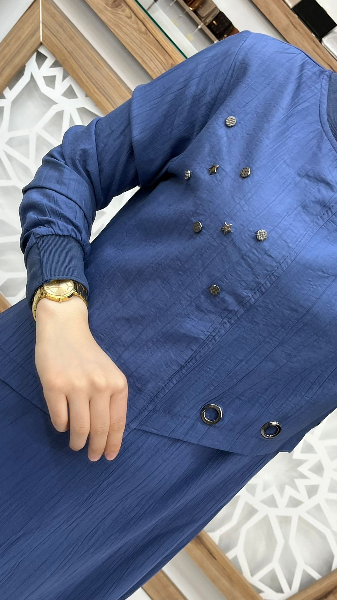Kuş Gözü Detaylı  Elbise çnrö 2117