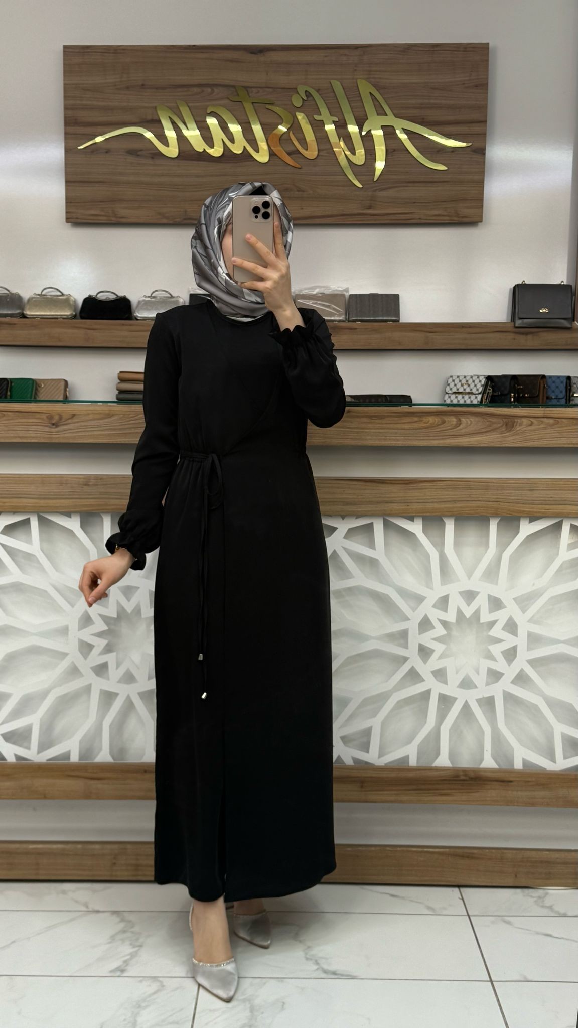 Bağlamalı Kadın Tesettür Elbise armn 25YT944  - siyah
