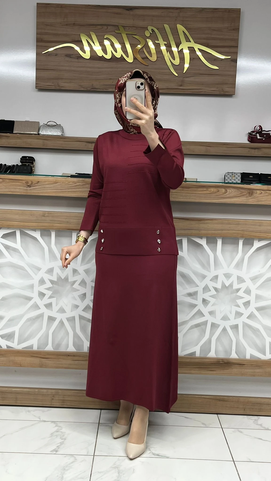 Merserize Triko Etekli İkili Takım armn 25KTD6107 - kırmızı