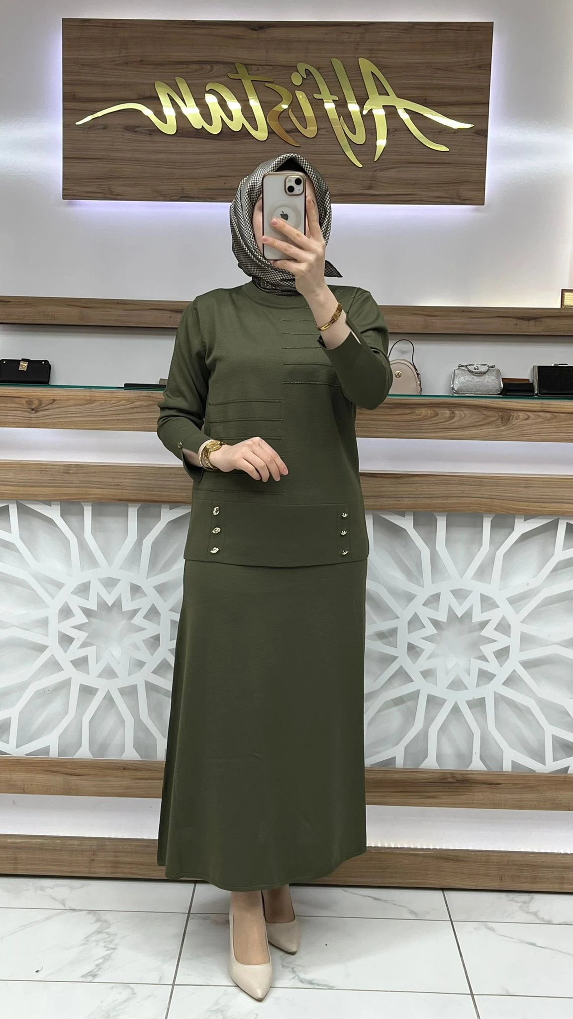 Merserize Triko Etekli İkili Takım armn 25KTD6107 - yeşil