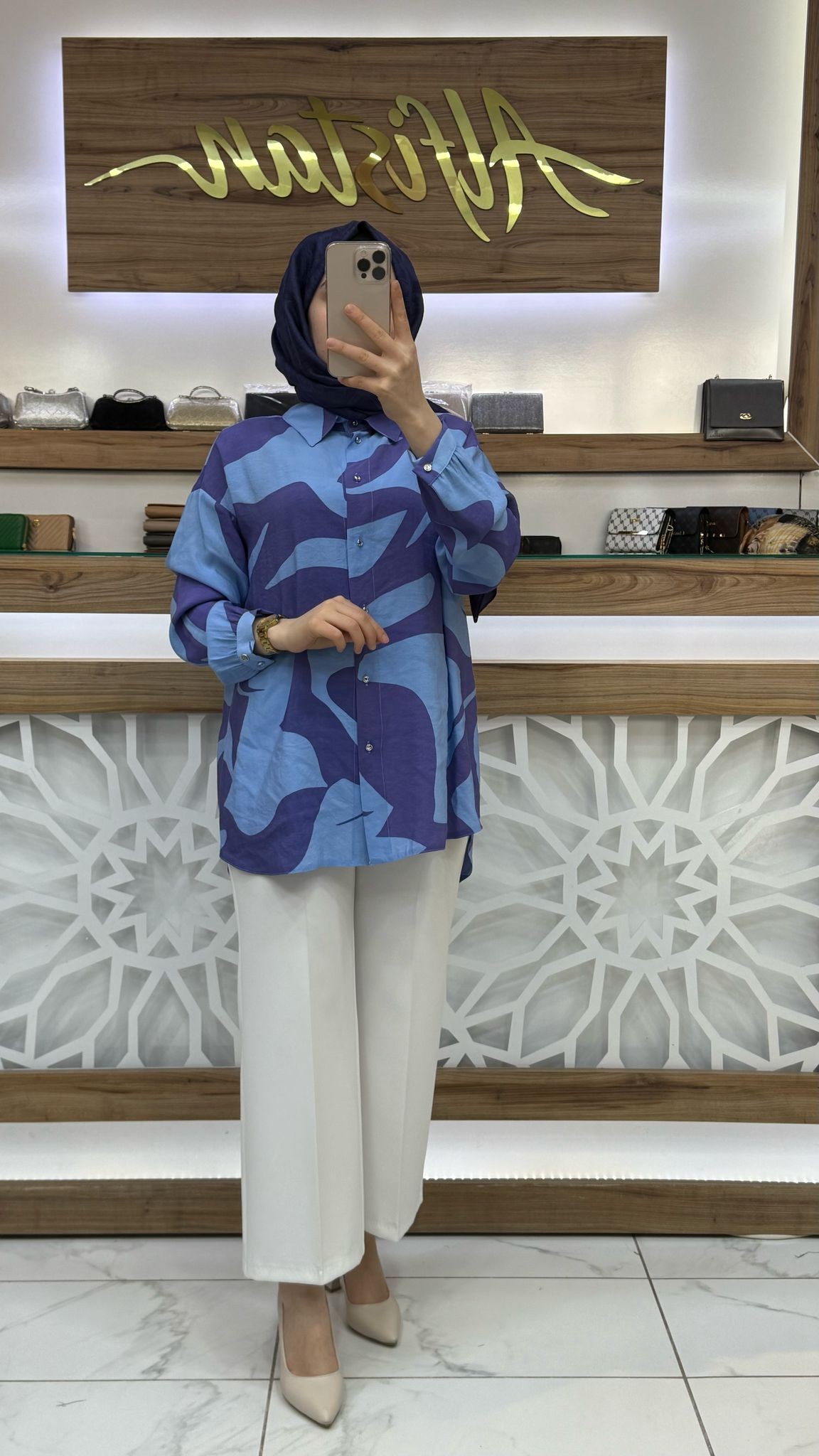 Renk Desenli Tunik armn 25YT487 - mavi