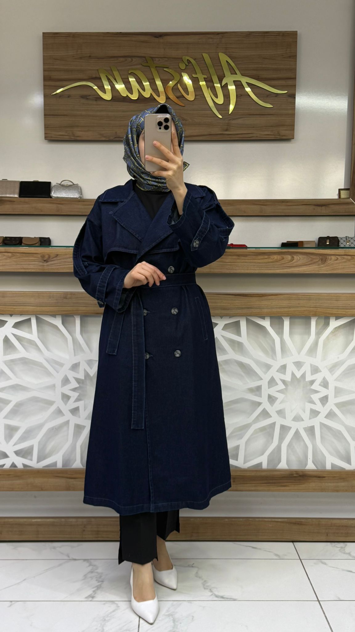 Denim Kot Kadın Tesettür Trenç mgzn 7407