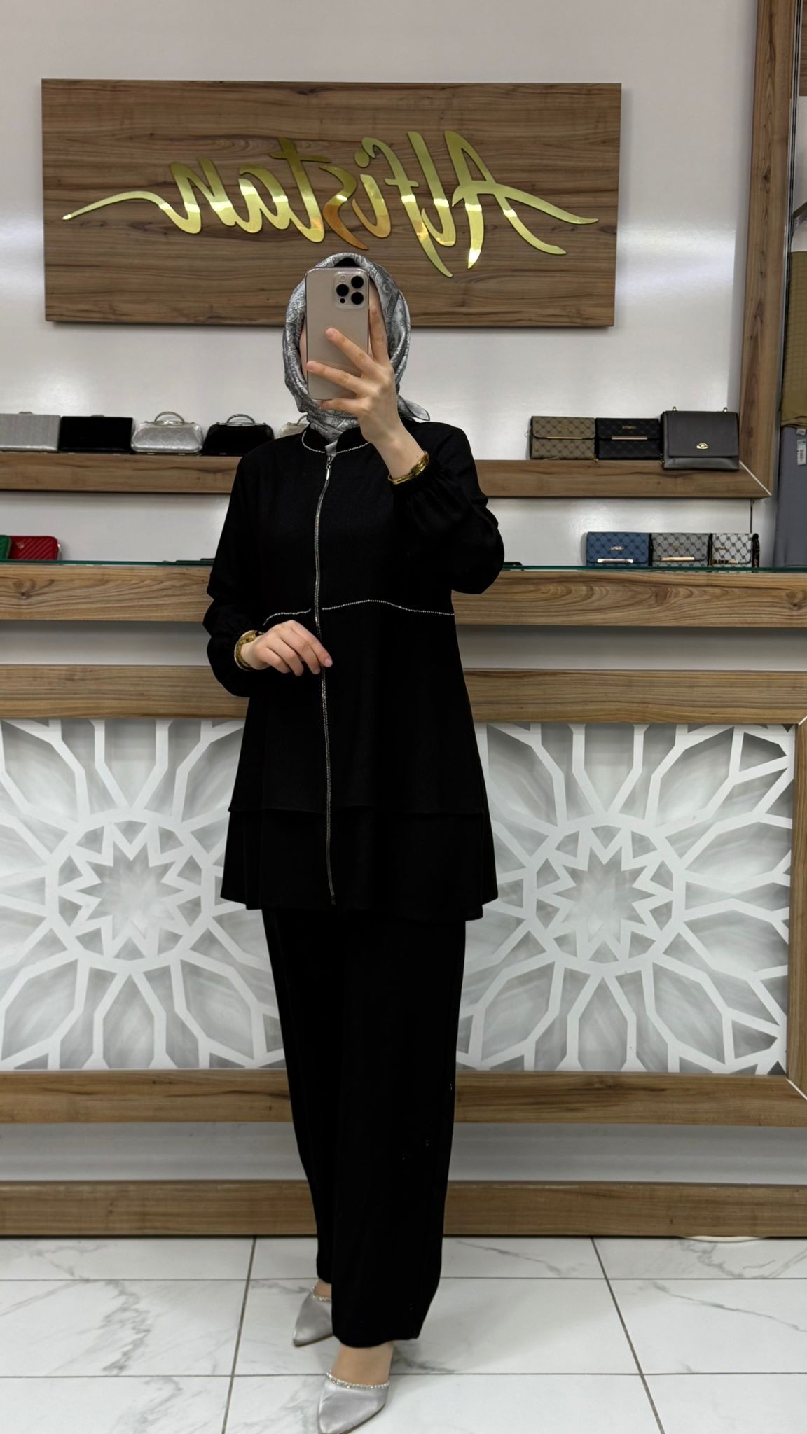 Simli Taşlı Pantolonlu Kadın İkili Takım qntn 6126