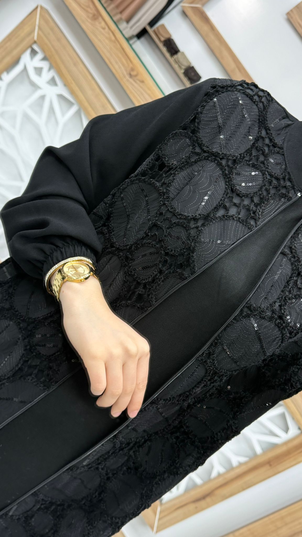 Kadife Payetli Giy çık Tunik SİYAH haya A1667